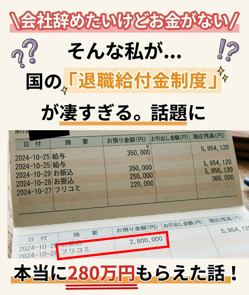 国の退職給付金制度を活用して最大280万円受け取れた話